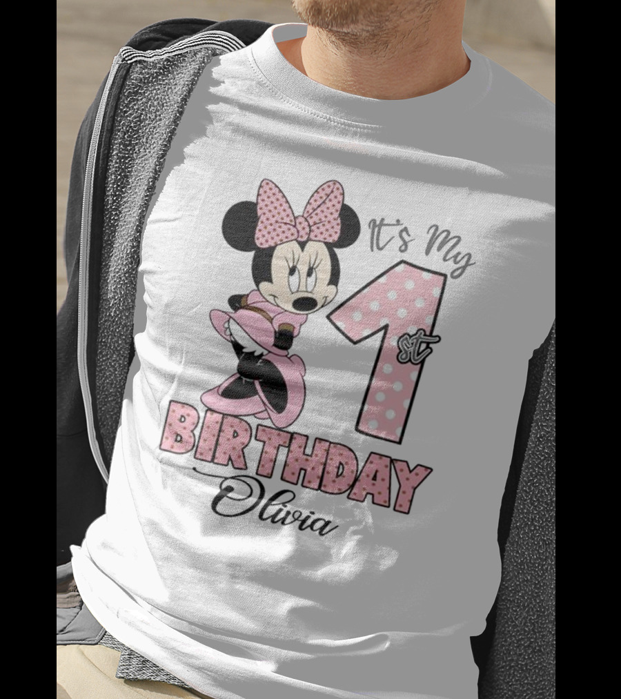 Minnie Mouse It's My 1st Birthday Olivia Party T-Shirt