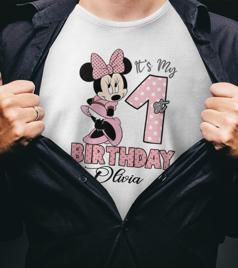 Minnie Mouse It's My 1st Birthday Olivia Party T-Shirt