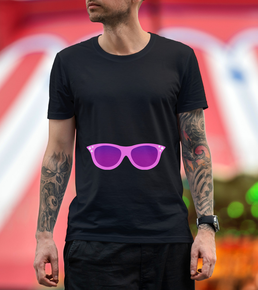 Beach Bump Girl Pink Sunglasses with Star Details T-Shirt