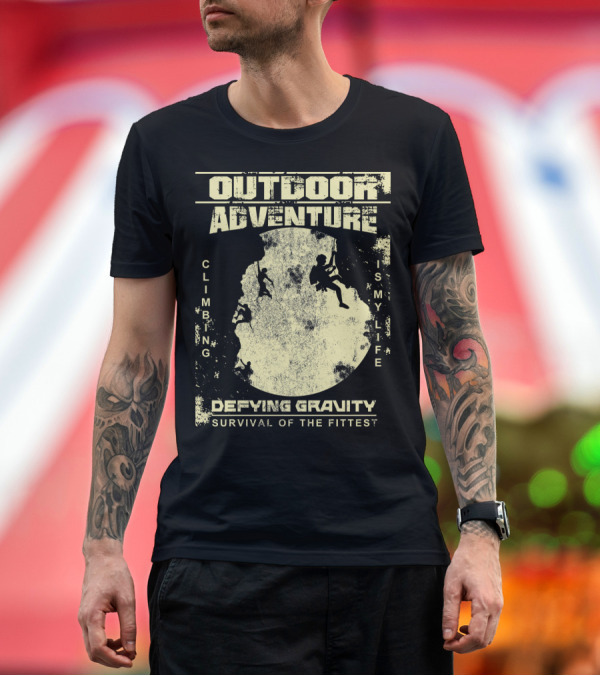 Premium T-Shirt: Outdoor Adventure Climbing Is My Life Defying Gravity Survival of the Fittest T-Shirt Outdoor Adventure Climbing Is My Life Defying Gravity Survival of the Fittest T-Shirt