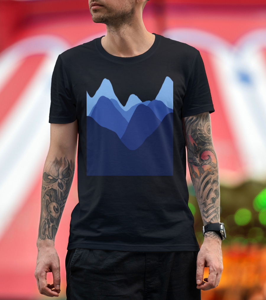 Layered Blue Mountain Landscape T-Shirt