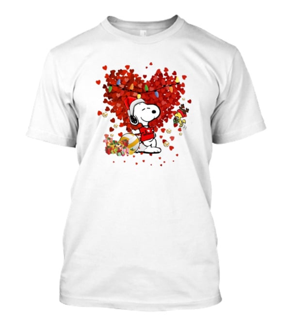 Snoopy Christmas Love Netball Heart T-Shirt