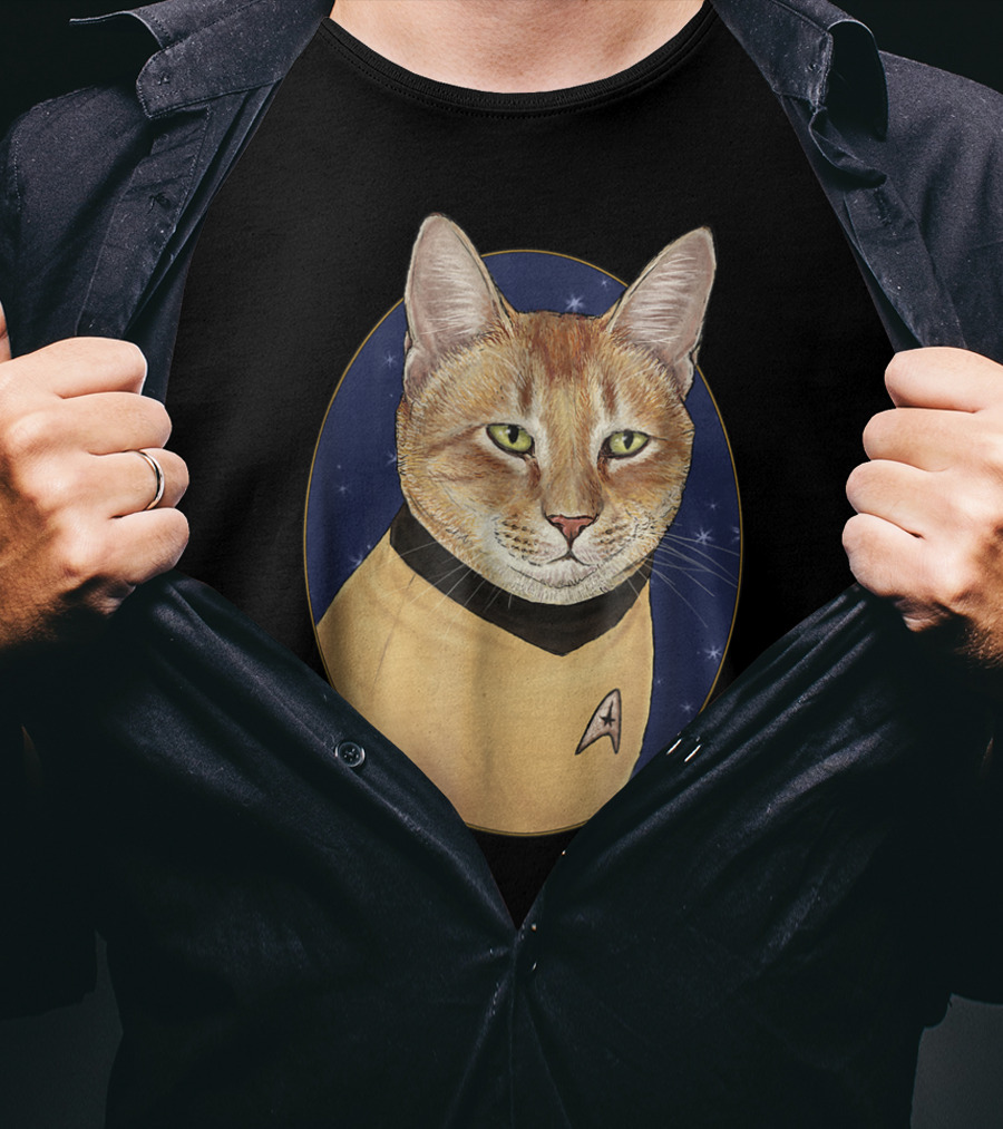 Cat Captain Kirk Starfleet Uniform Star Trek T-Shirt
