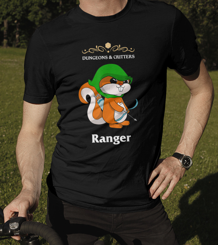 Dungeons And Critters Squirrel Ranger Bow And Arrows T-Shirt