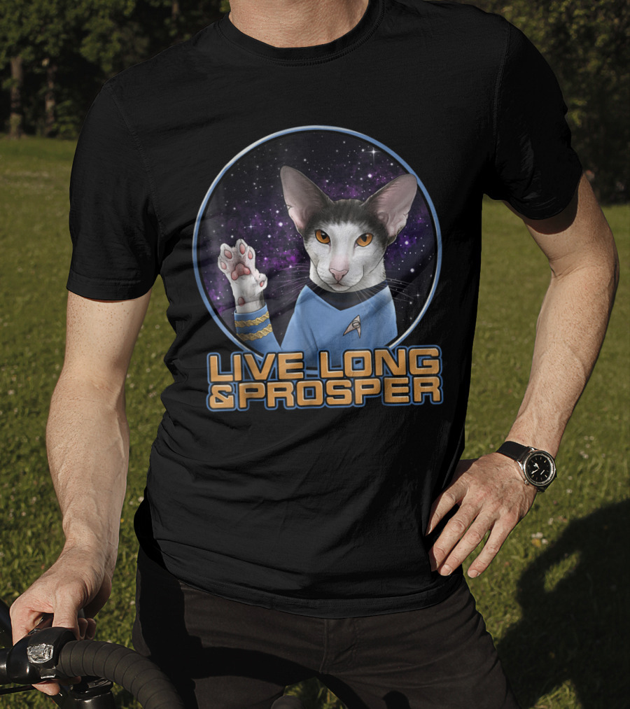 LIVE LONG And PROSPER Spock Cat In Space T-Shirt