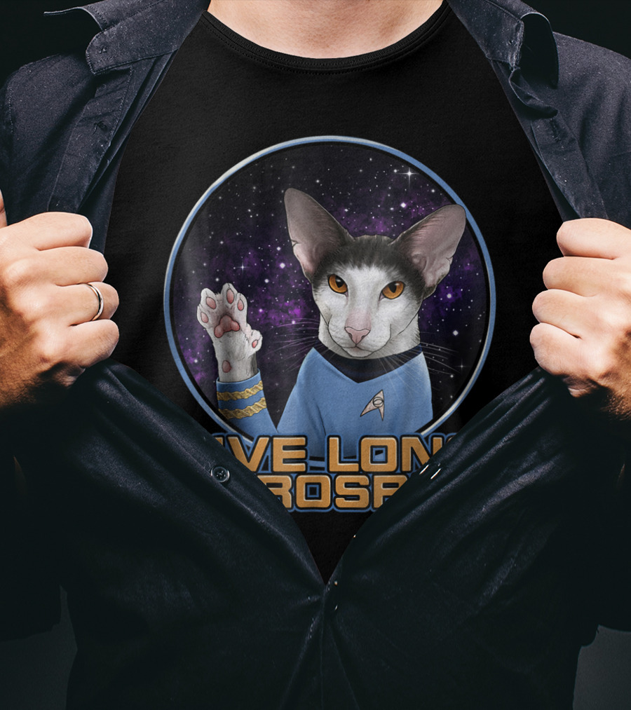 LIVE LONG And PROSPER Spock Cat In Space T-Shirt