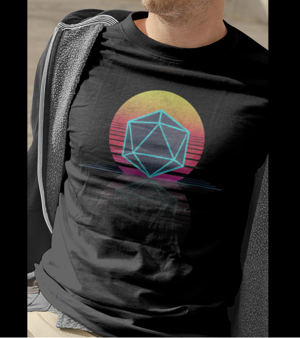 Old School Gamer Geek Dice Gaming RPG Neon T-Shirt