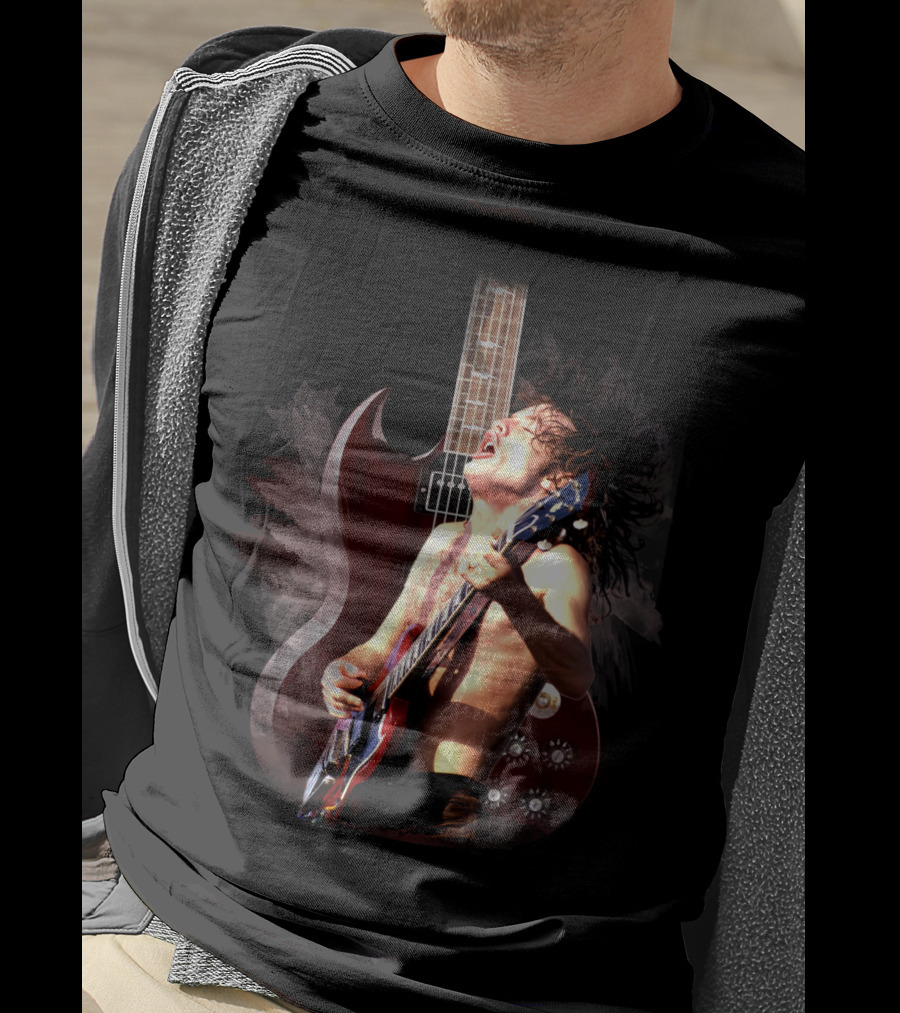 Rock Guitarist With Electric Guitar And Dynamic Performance T-Shirt