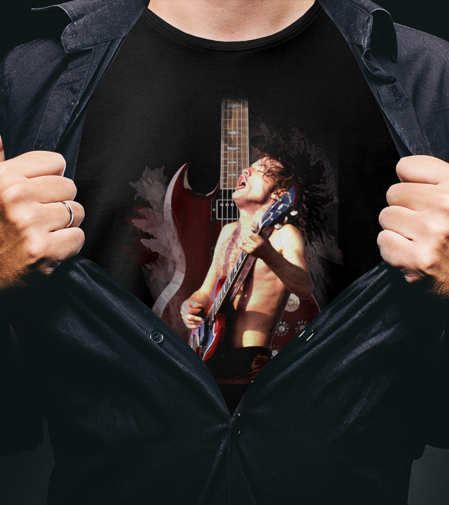 Rock Guitarist With Electric Guitar And Dynamic Performance T-Shirt