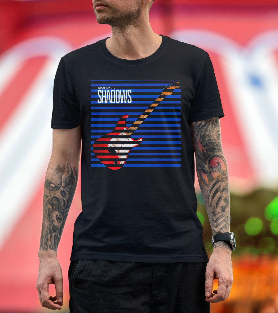 Simply Shadows Electric Guitar with Stripes T-Shirt