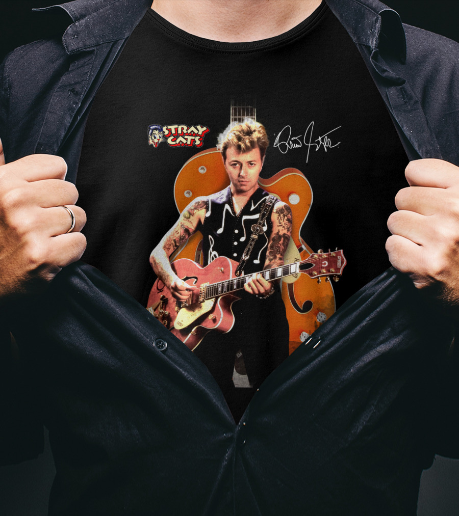 Stray Cats Rockabilly Brian Setzer Guitar T-Shirt
