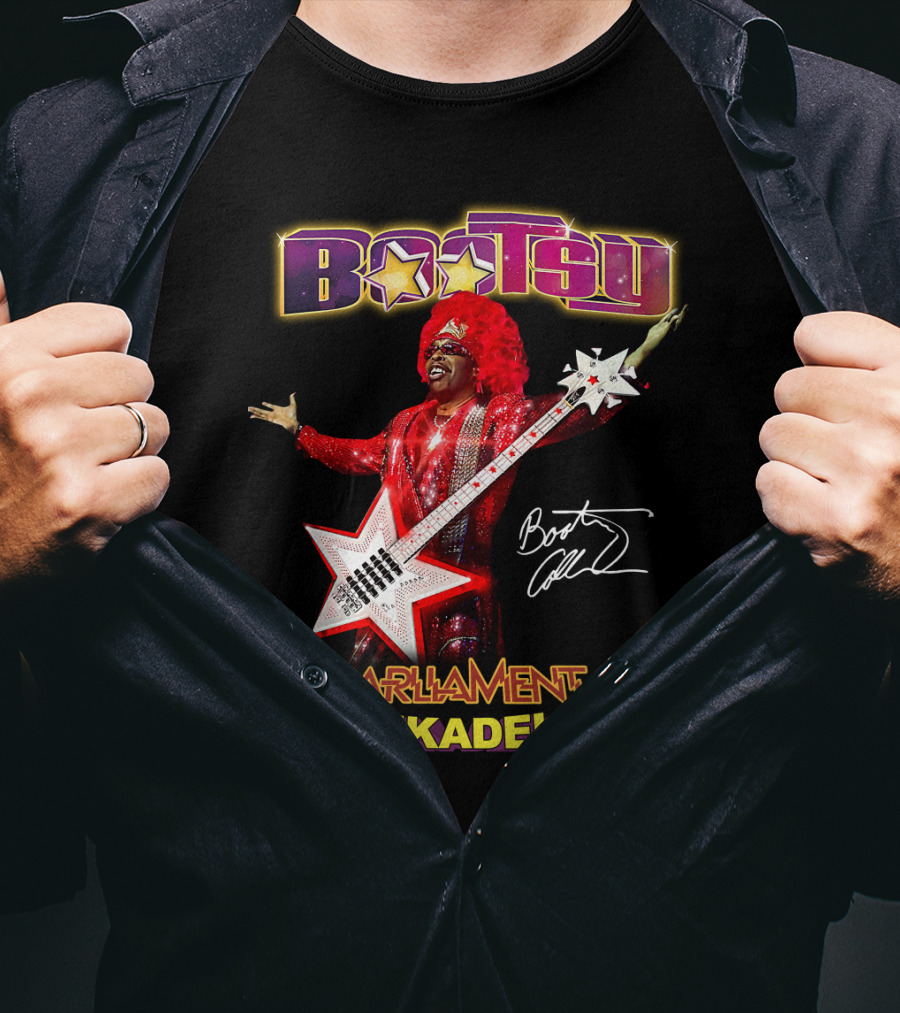 Bootsy Collins Parliament Funkadelic Star Bass Guitar Signature T-Shirt