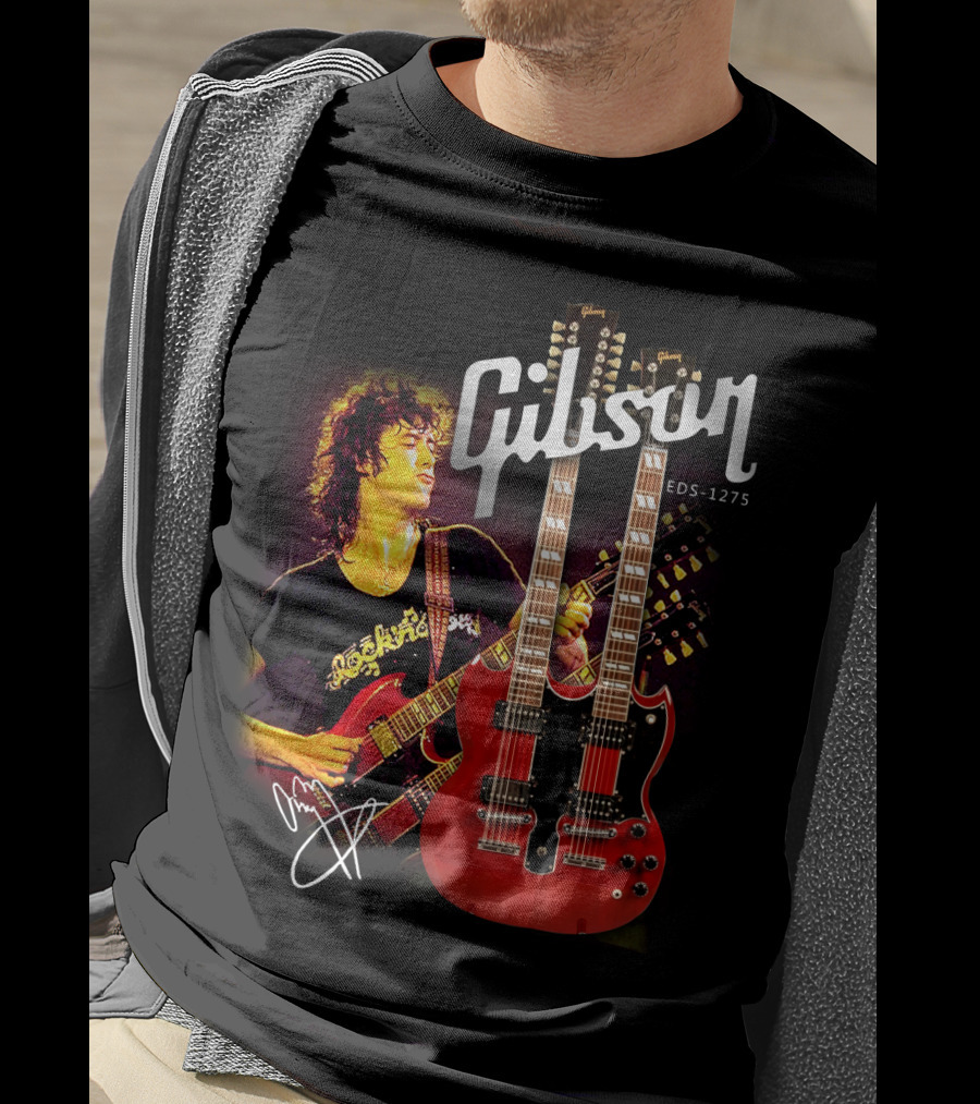 Gibson EDS-1275 Ajimmypage Signature Double Neck Guitar Music Scene T-Shirt