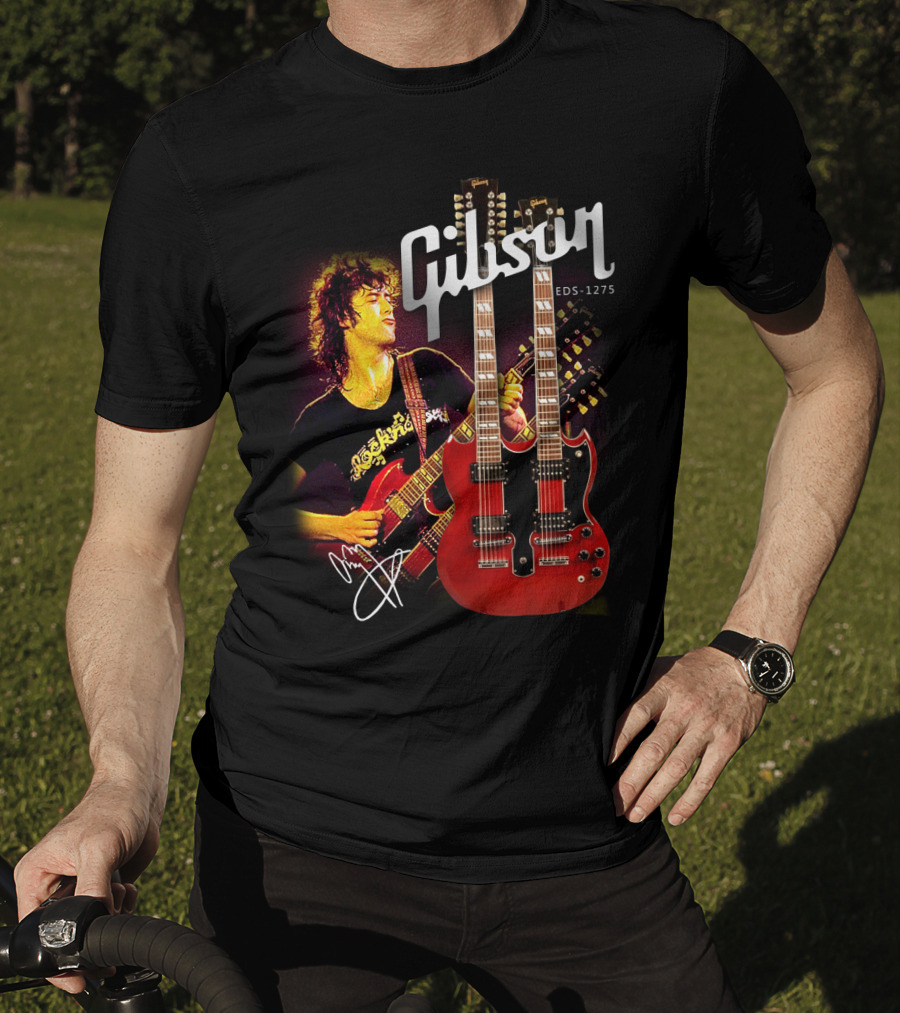 Gibson EDS-1275 Ajimmypage Signature Double Neck Guitar Music Scene T-Shirt