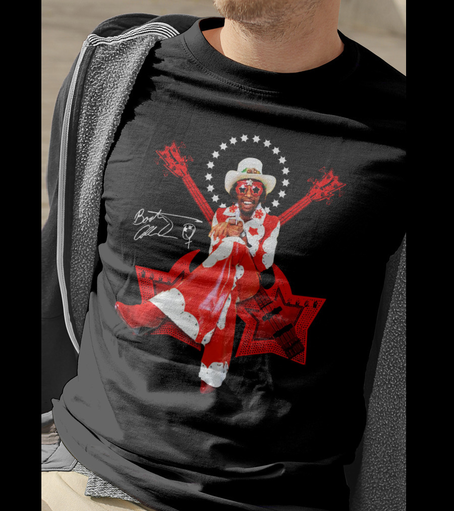 Bootsy Collins Funk Bass Star Double Guitar Red Suit T-Shirt