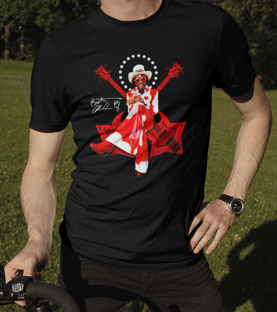 Bootsy Collins Funk Bass Star Double Guitar Red Suit T-Shirt