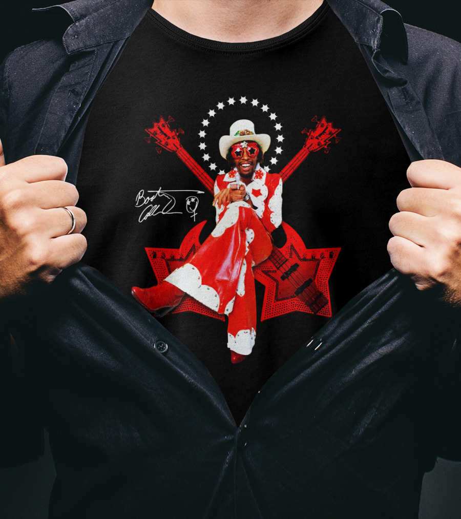 Bootsy Collins Funk Bass Star Double Guitar Red Suit T-Shirt