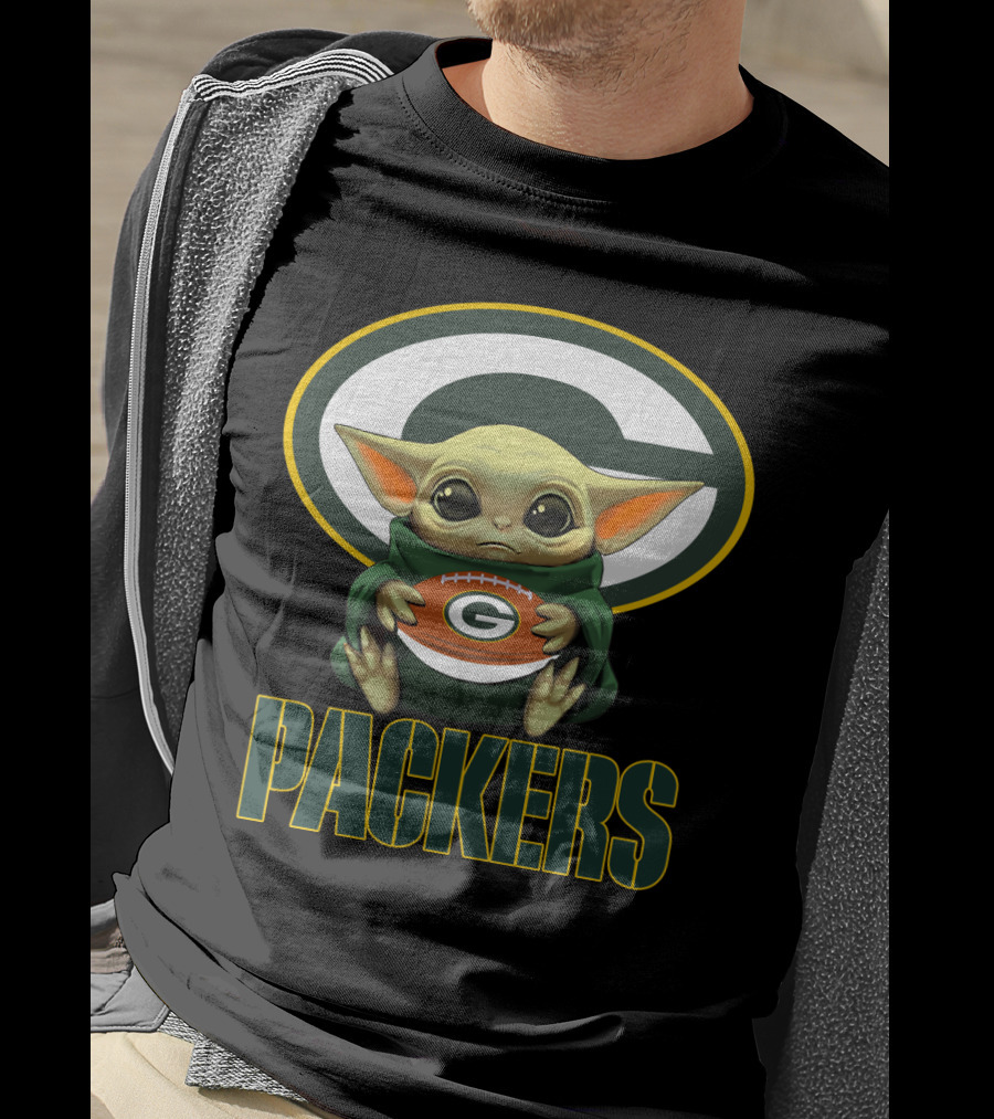 Packers GBP Fan Baby Yoda Football T-Shirt