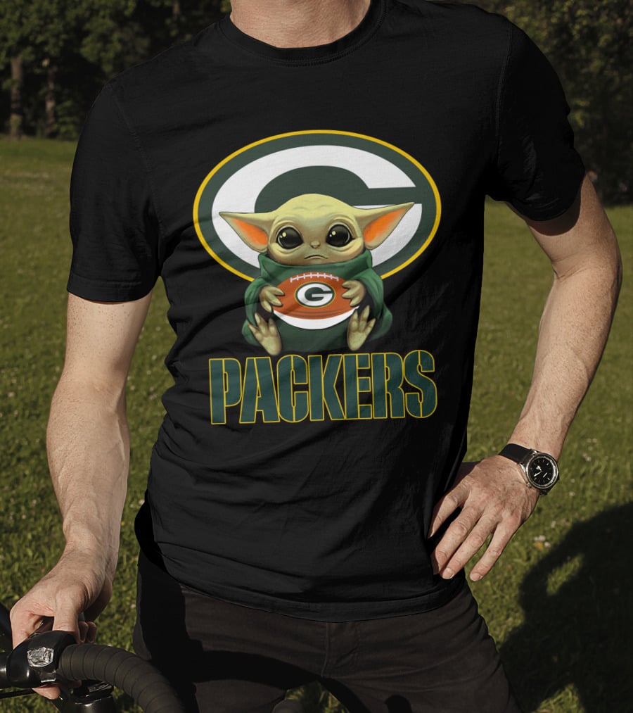 Packers GBP Fan Baby Yoda Football T-Shirt