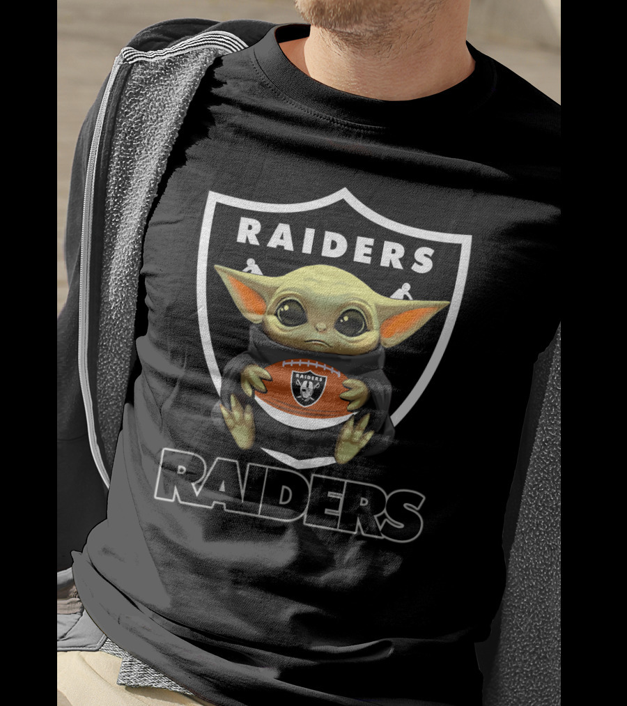 Raiders Yoda Holding Football Fan T-Shirt