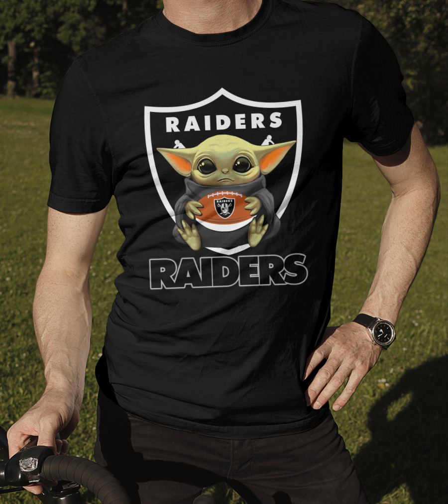 Raiders Yoda Holding Football Fan T-Shirt