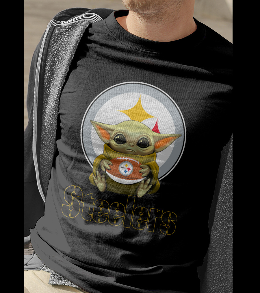 Steelers Baby Yoda Football Fan T-Shirt