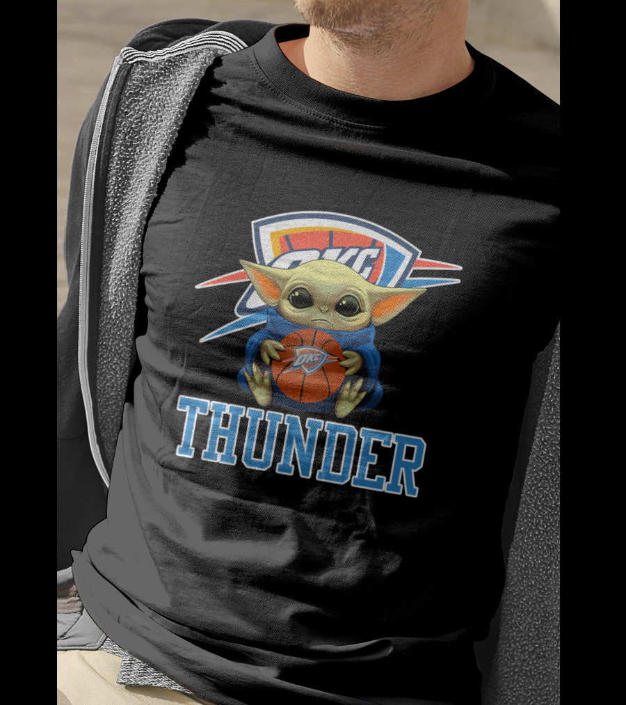 OKC Thunder Fan With Basketball And Character T-Shirt