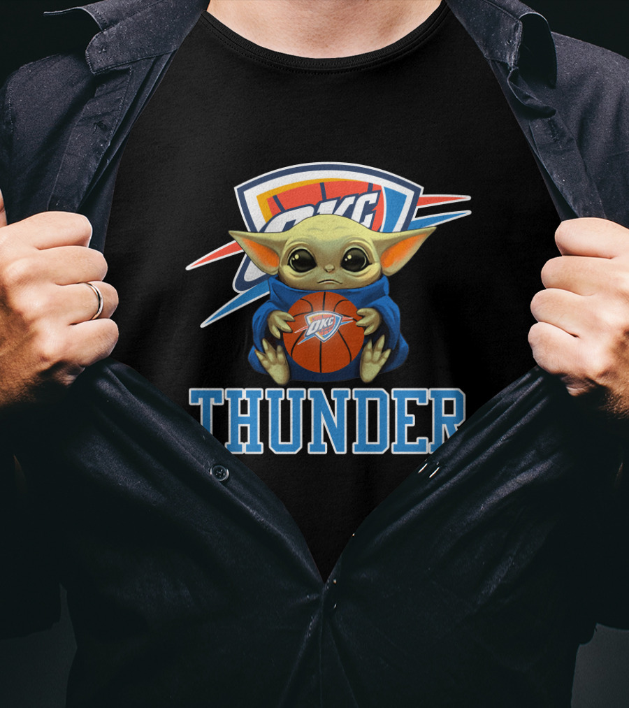 OKC Thunder Fan With Basketball And Character T-Shirt
