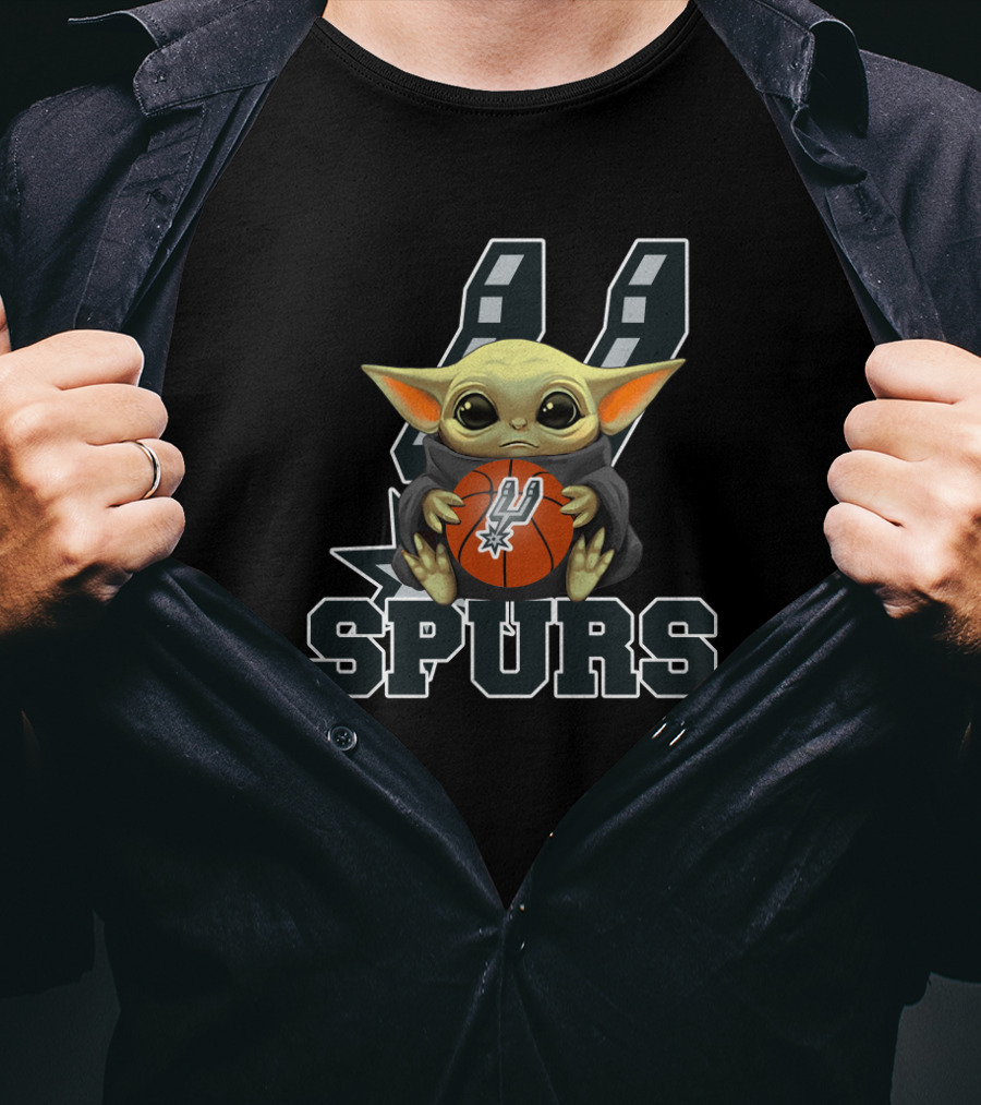 San Antonio Spurs Basketball Fan Art Featuring Baby Alien Character T-Shirt