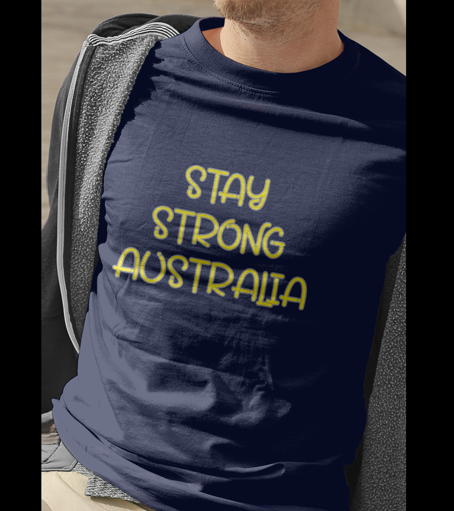 Stay Strong Australia Yellow Text Navy Background T-Shirt