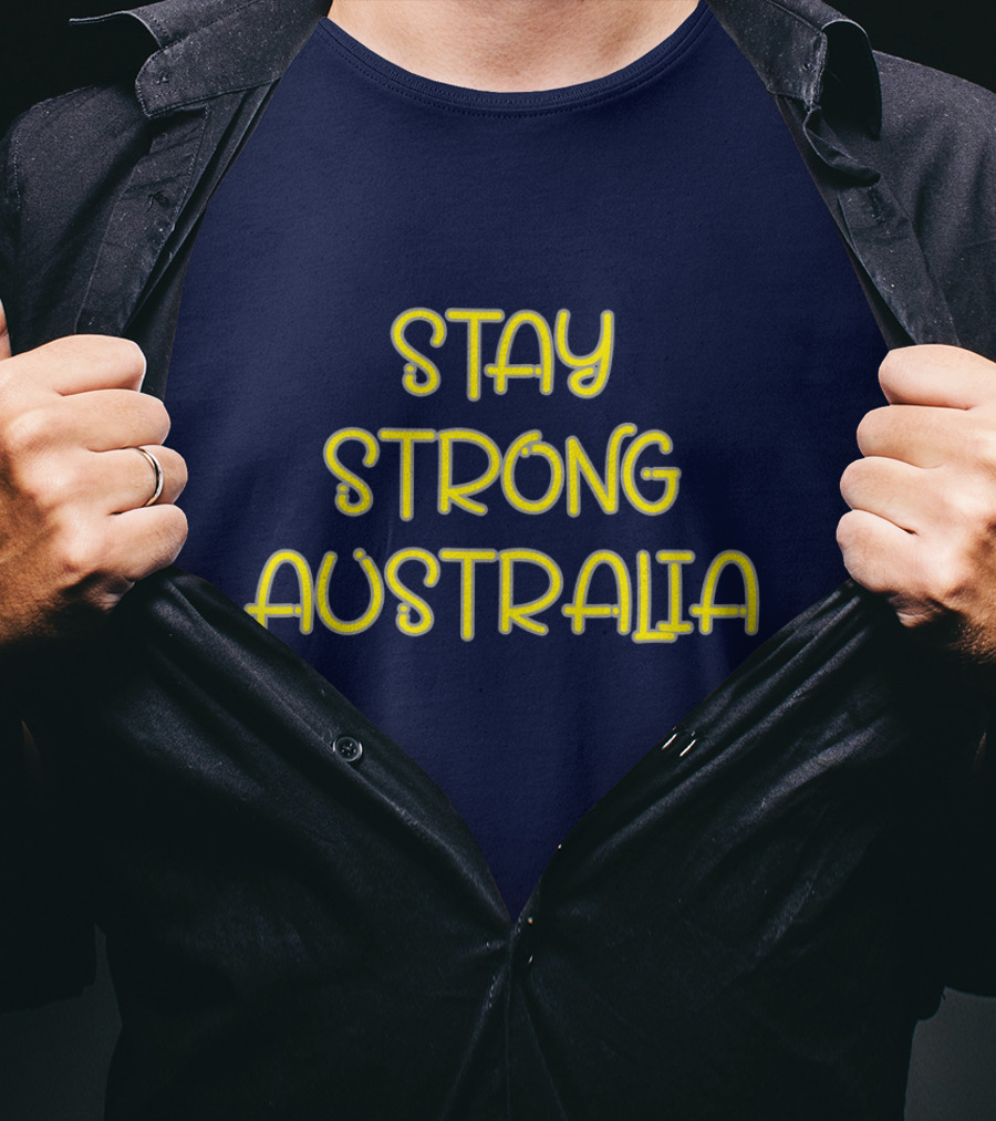 Stay Strong Australia Yellow Text Navy Background T-Shirt