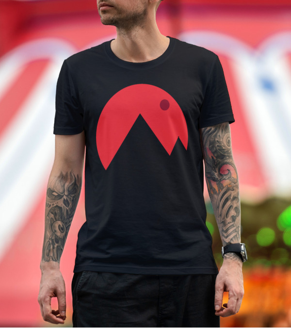 Premium T-Shirt: Red Circle Mountain with Sun Mountain and the Moon T-Shirt Red Circle Mountain with Sun Mountain and the Moon T-Shirt