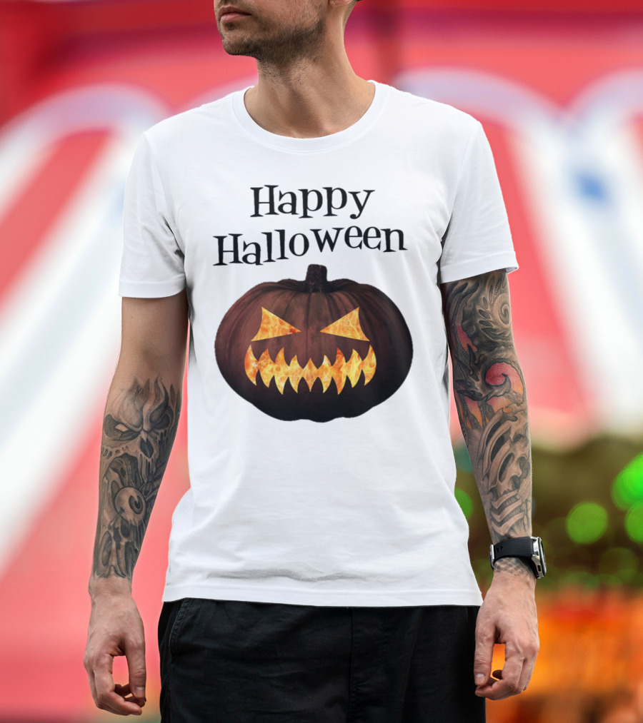 Happy Halloween Evil Pumpkin Grinning Face T-Shirt