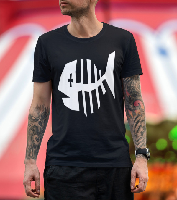 Premium T-Shirt: Fish Bone Skeleton Bold Geometric T-Shirt Fish Bone Skeleton Bold Geometric T-Shirt