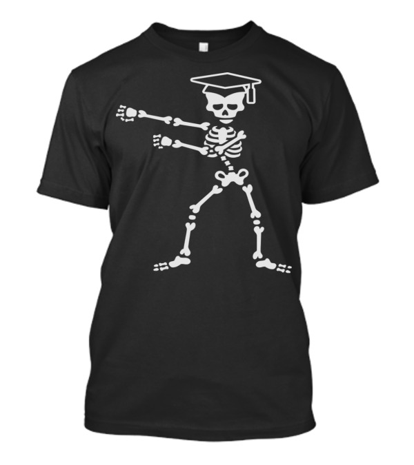 Graduation Skeleton Performing Floss Dance With Mortarboard Hat T-Shirt