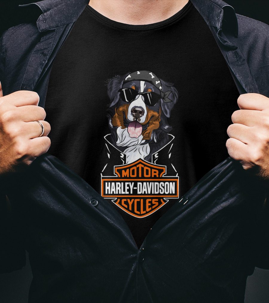 Harley Davidson Bernese Mountain Dog Motorcycle Cycles T-Shirt