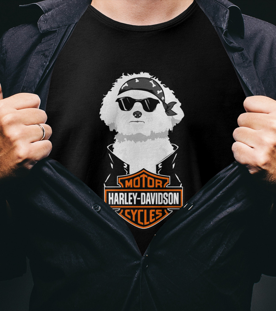 Bichon Frise Harley Davidson Motorcycle Cycles T-Shirt