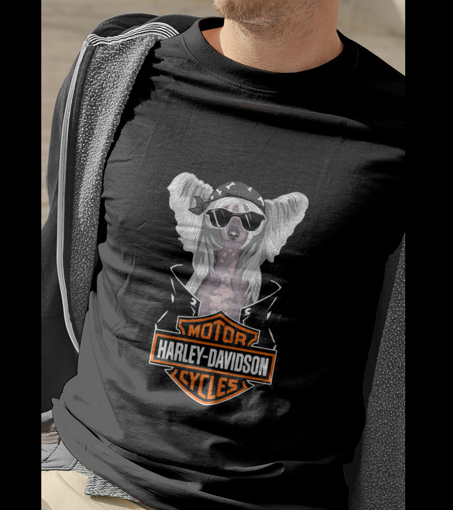 Chinese Crested Harley Davidson Motorcycles T-Shirt