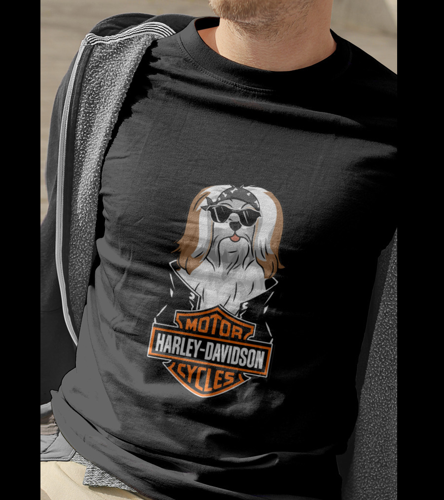 Lhasa Apsos Harley Davidson Motorcycles T-Shirt