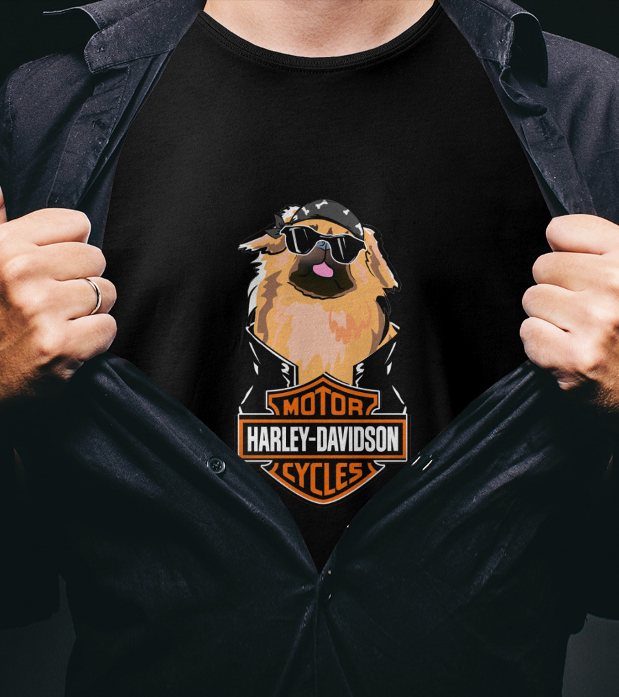 Harley Davidson Pekingeses Motor Cycles T-Shirt