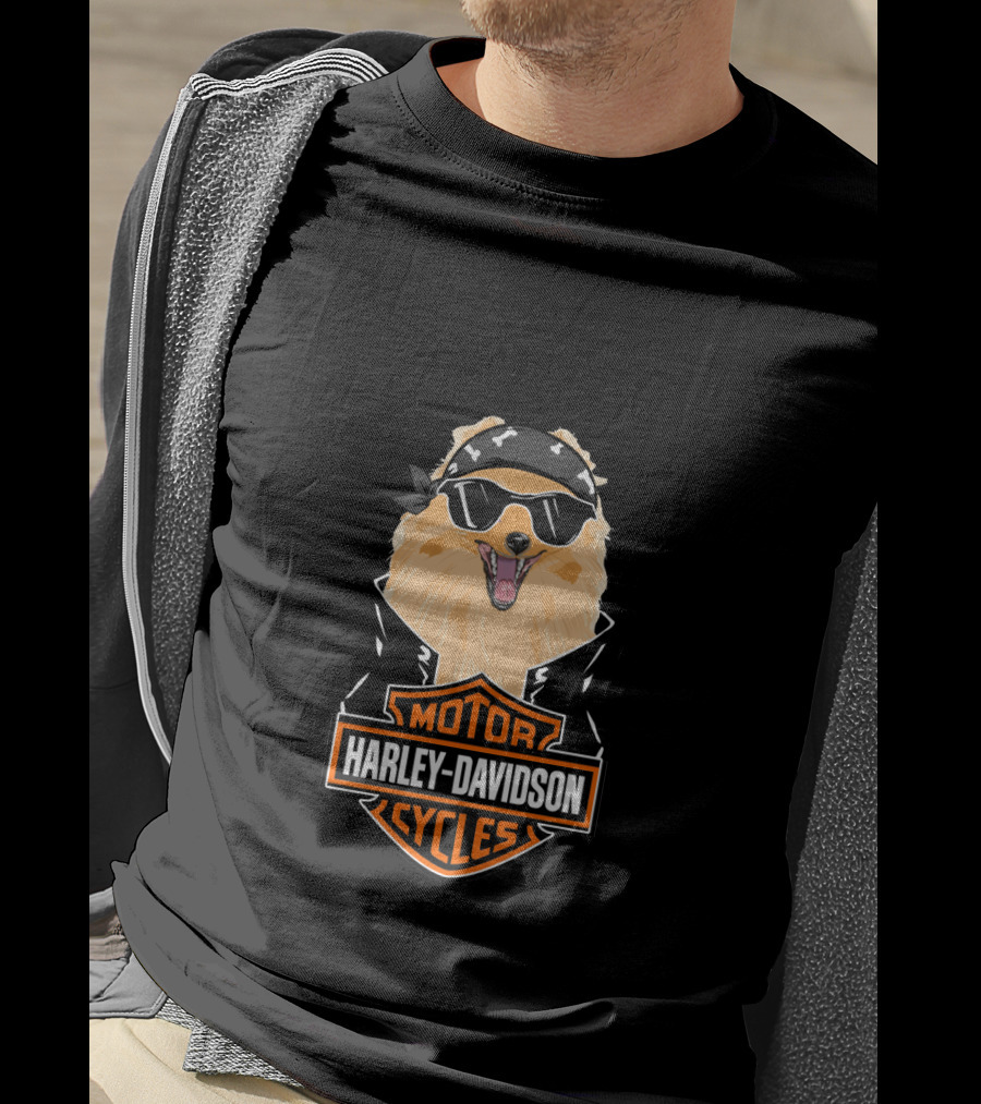Pomeranians Harley Davidson Motorcycles T-Shirt