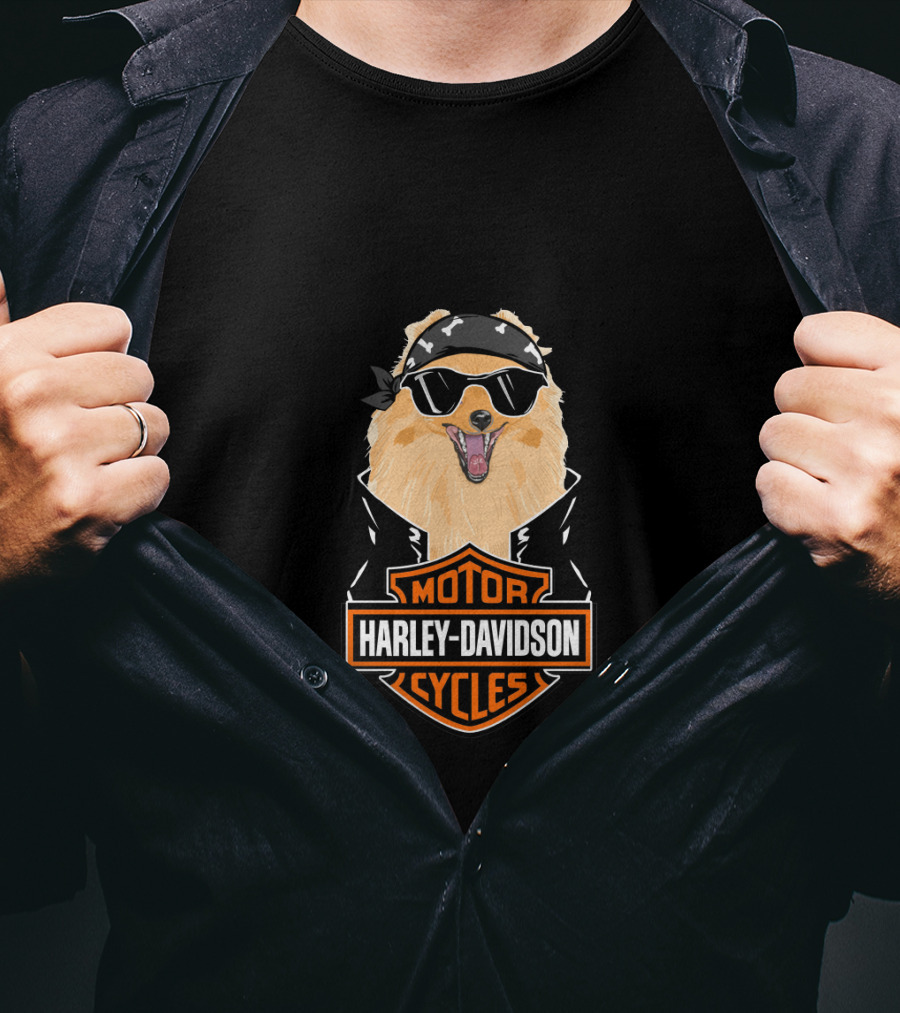 Pomeranians Harley Davidson Motorcycles T-Shirt