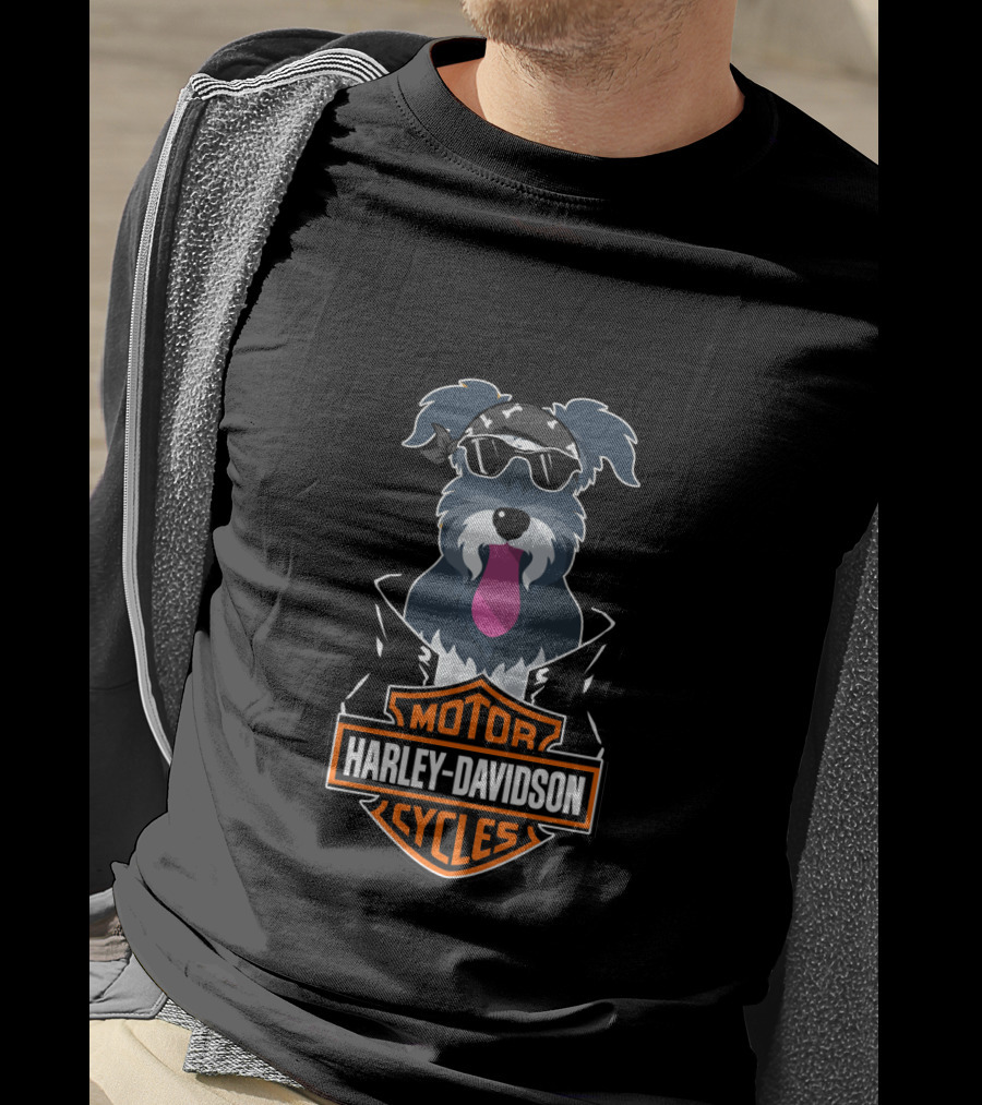 Schnauzers Biker Harley Davidson Motorcycles T-Shirt