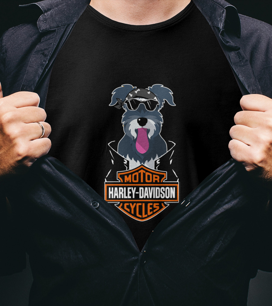Schnauzers Biker Harley Davidson Motorcycles T-Shirt