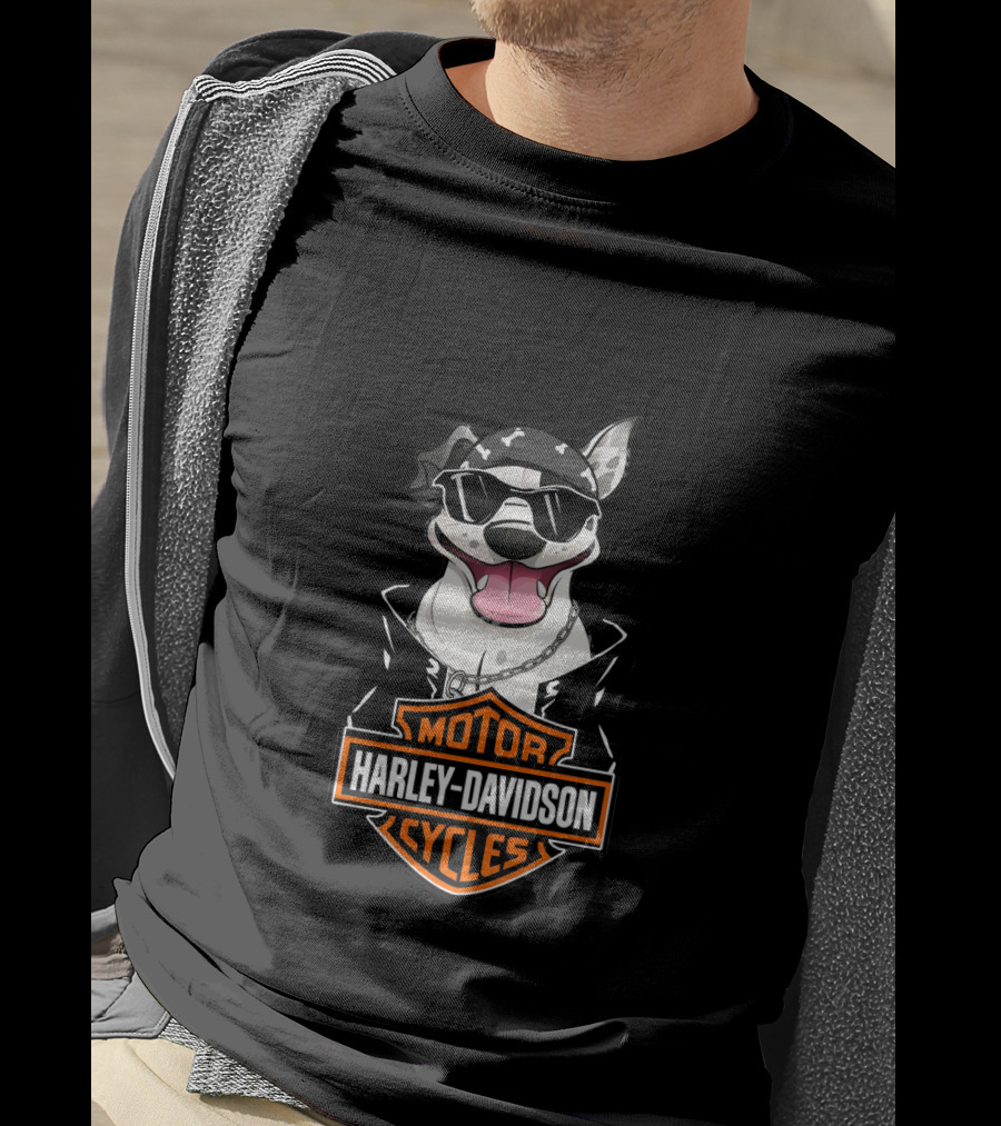 Harley Davidson Motor Cycles Staffordshire Bull Terrier Motorcycle T-Shirt
