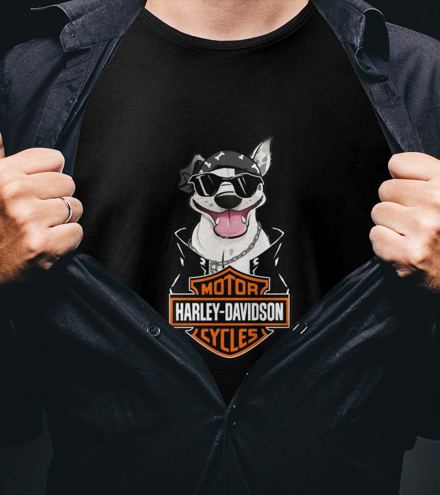 Harley Davidson Motor Cycles Staffordshire Bull Terrier Motorcycle T-Shirt