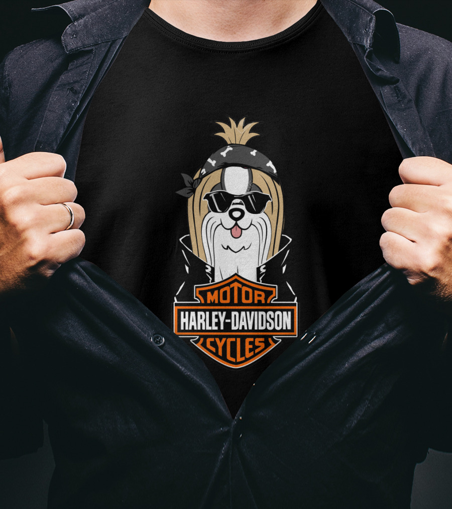 Harley Davidson Shih Tzu Motorcycles T-Shirt