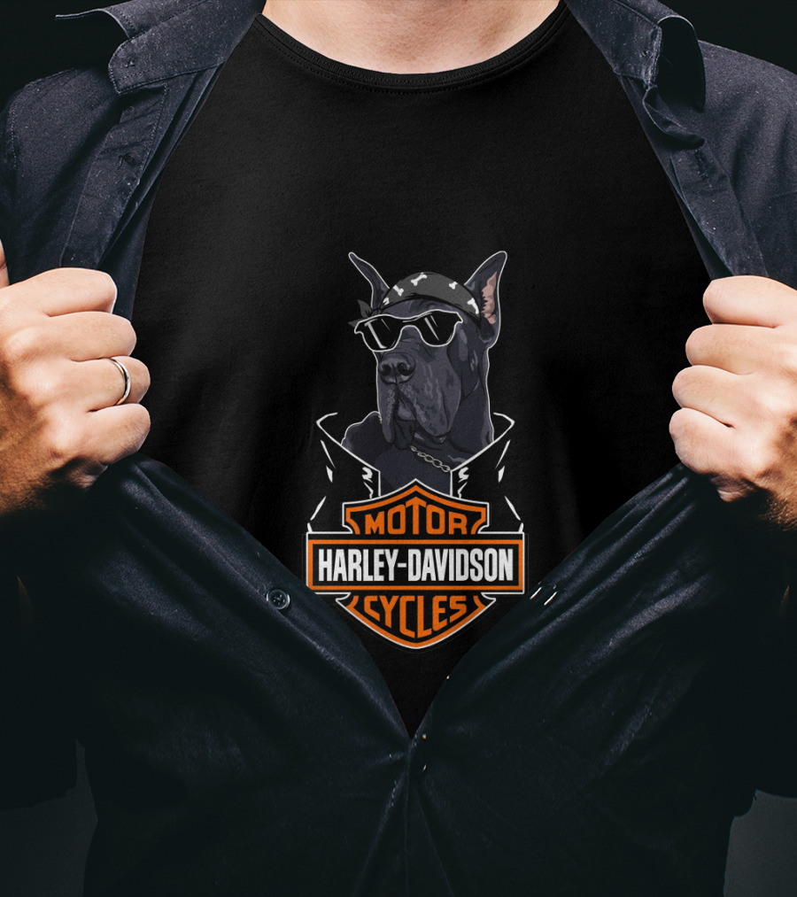 Great Dane Harley Davidson Motor Cycles T-Shirt