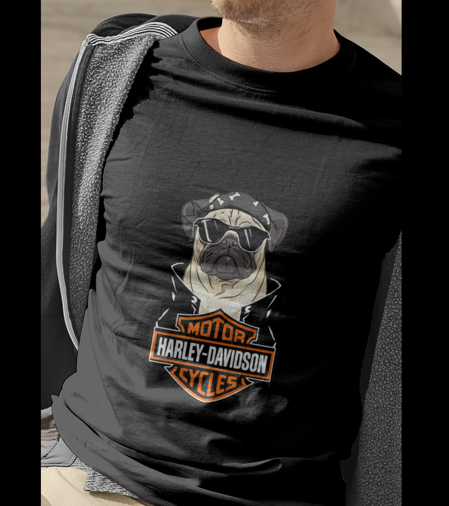 Harley Davidson Pug Motorcycles T-Shirt