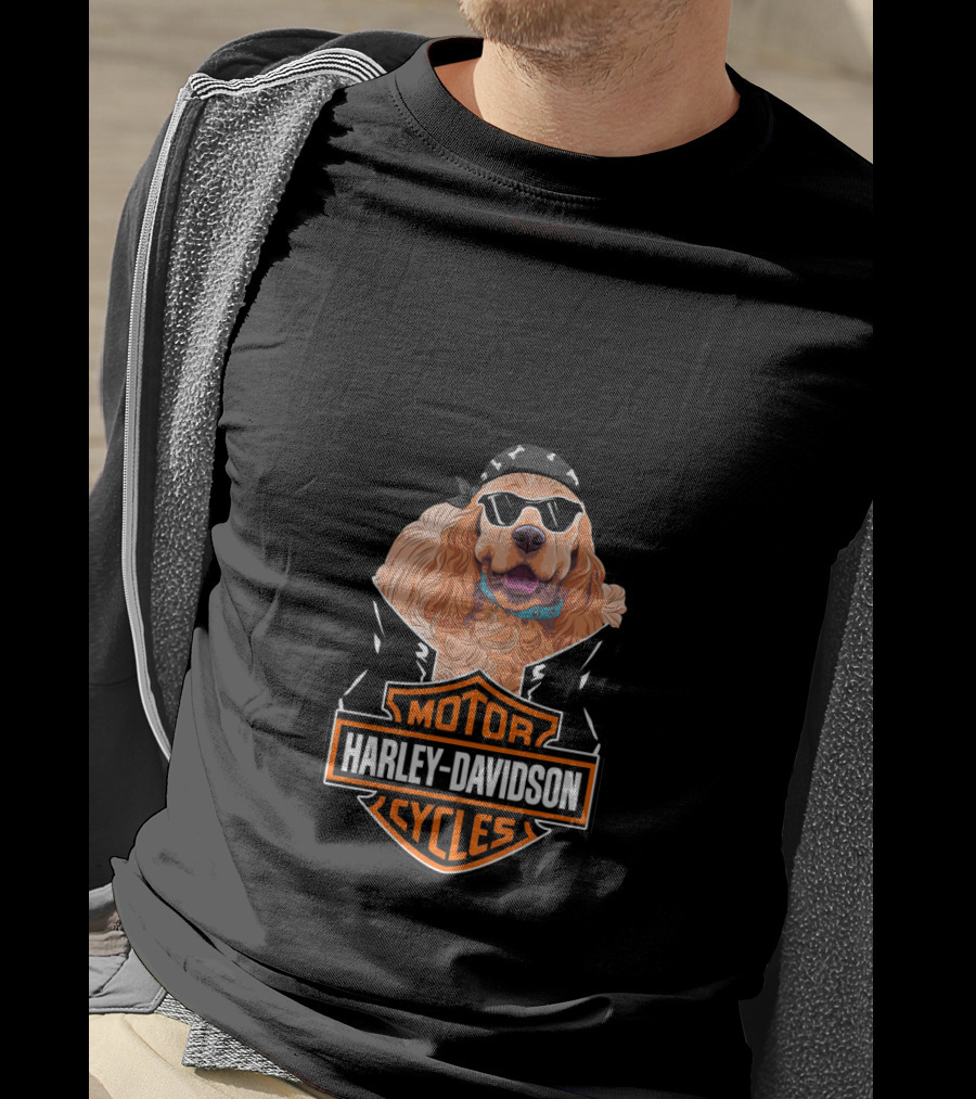 American Cocker Spaniel Harley Davidson Motorcycles Biker T-Shirt